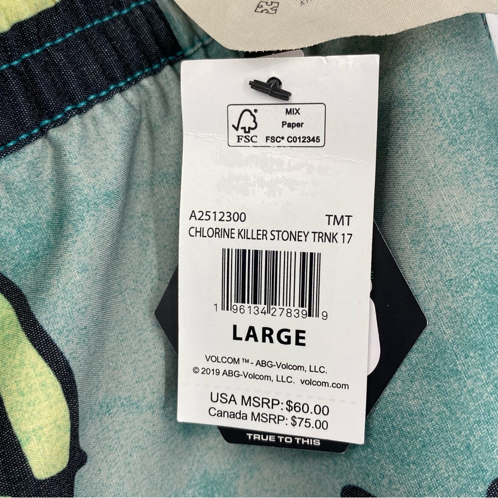 Volcom Stoneys Chlorine Killer Trunks in Temple Teal SZ S or L NEW - Picture 8 of 11